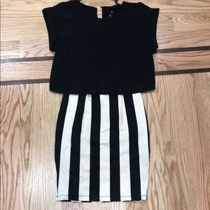 H&M 2 piece black and off white dress